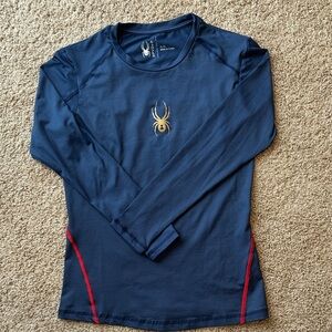 Spyder Kids Blue Long Sleeve Tee with Red Accents